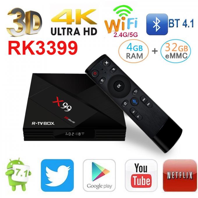 X99 RK3399 4 + 32G Newest Kodi 18.0 installed Six Core Android 8.1 TV Box
