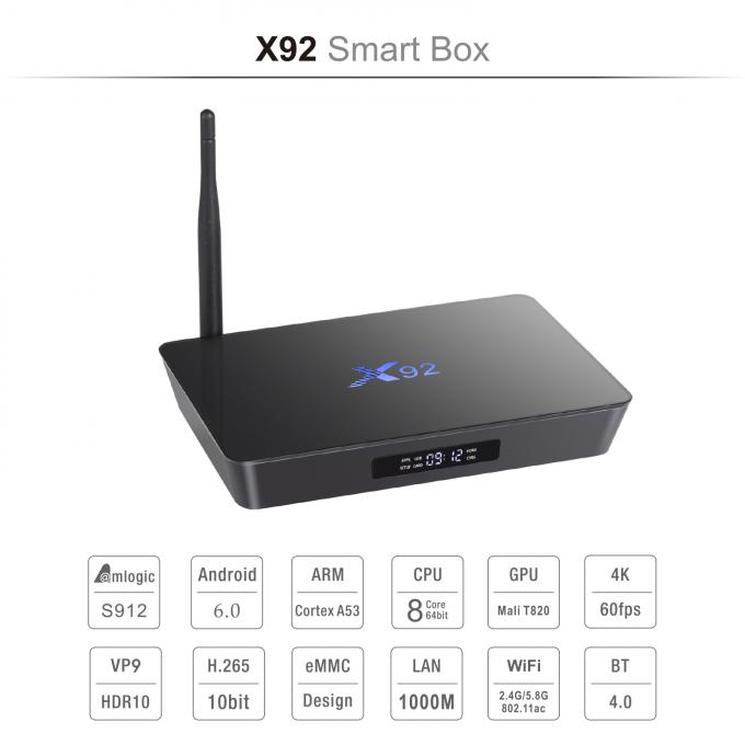 X92 Amlogic S912 Wifi 2.4G/5GHz Android 7.1 TV Box KODI 17.3 Installed